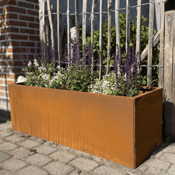 Plantenbak Cortenstaal - Natuurhout